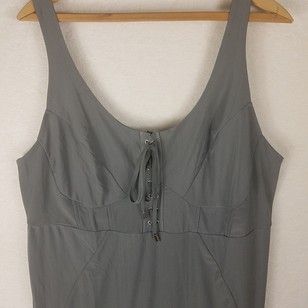 Forever 21 Corset Midi Dress Womens 3X Grey Nwt Lace Up Sleeveless Bodycon Tank
